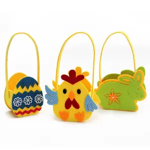 Felt Easter Eggs Basket Cute Cartoon Easter Egg Bunny Chick Day Decoration 2024 Easter Party Kids Favor
