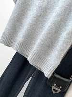 Pull-over en maille respirant à col rond de couleur unie pour femme 2026 (personnalisable)