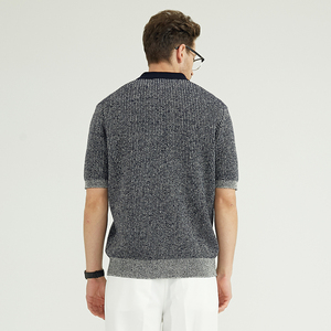 Polo da <span class=keywords><strong>Uomo</strong></span> Personalizzata Estiva a Righe Verticali in Misto Lana Lavorata a Maglia a Costine, Maglietta Polo Elegante per <span class=keywords><strong>Uomo</strong></span> - Product Image 5