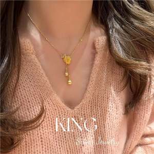 Collier Pendentif Fleur Plaqué Or Rose Jaune King Silver Jewelry avec Chaîne de 45 cm – Style INS Tendance pour Fêtes et Loisirs - Product Image 2