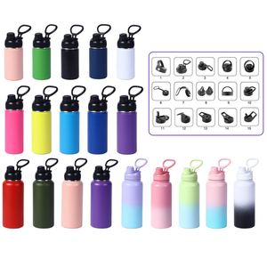 Hot Selling Bpa-Free Reusable Insulated Metal <b>Bottle</b> Stainless Steel Sports Water Cup <b>Flask</b> With 2 Lids - Product Image 4