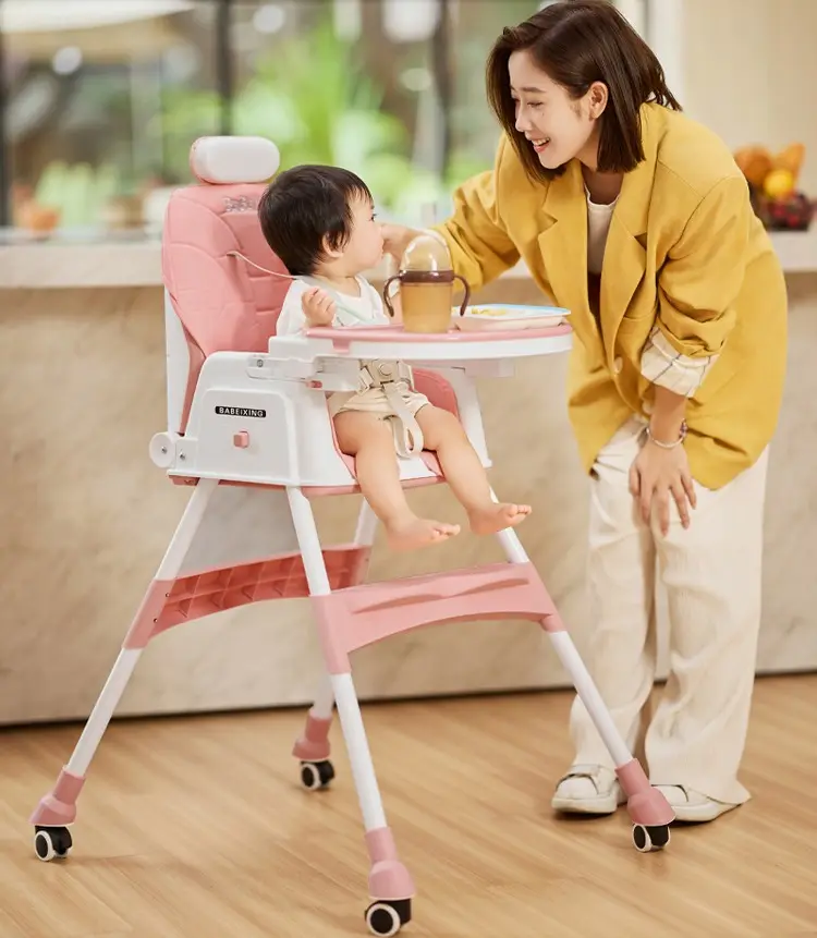 Silla alta portátil multifuncional de plástico PP para niños, productos de alimentación para bebés, mesa y silla para niños