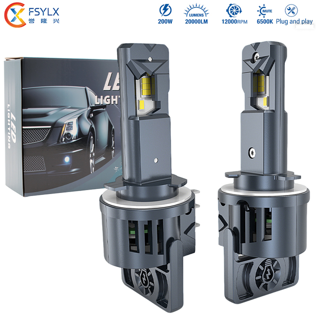 FSYLX Long Lifespan 12V New LED Headlight Kit J4-H15 80W 10000lm High Beam CSP Chips Low Acoustic Emission Bright White 6500K