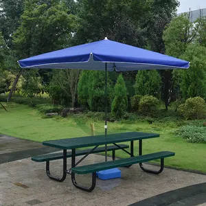 Outdoor Public 6ft 8ft Thermoplastic Coated Expanded Steel Picnic Tables For Parks