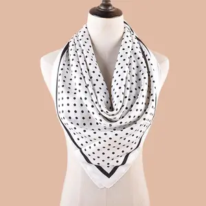 2024 New Small Dot Printed Silk Scarf Multi Functional Decoration 90 Twill Silk Square Scarf Outfit Dual Purpose Shawl Wholesale