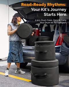 Échantillon gratuit : Ensemble de housses rembourrées pour batterie, pour caisses claires, caisses de percussion, caisses de batterie, légères et protectrices, pour transport de musiciens et stockage à long terme - Product Image 2