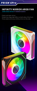 พัดลมเคสคอมพิวเตอร์ Infinity Mirror ARGB 120 มม. แบบ Prism Fluid Bearing ความเร็ว 1100RPM ควบคุมด้วย PWM แรงดันสูง 64.8CFM สำหรับระบายความร้อนคอมพิวเตอร์ - Product Image 3