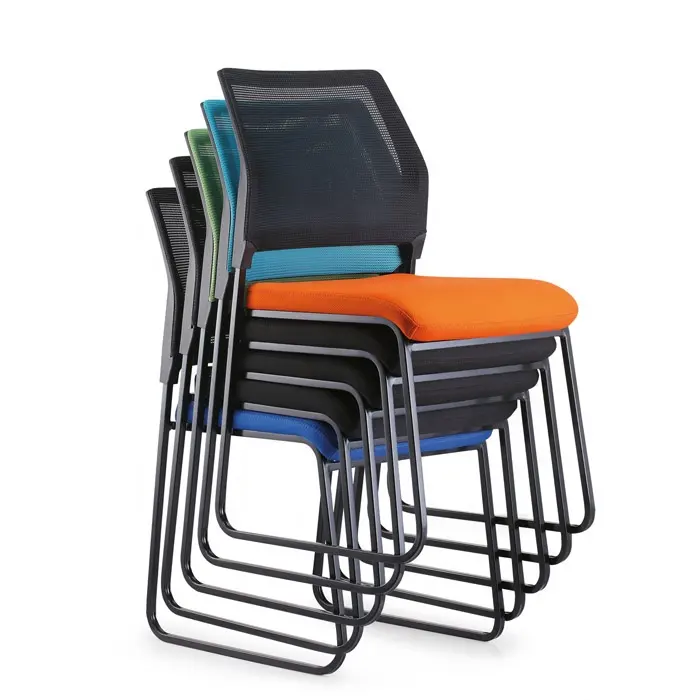 Metal Frame Mesh Fabric Armless Stacking Office Chair Stackable Study Chair Plastic Staff Conference Room Guest Chair