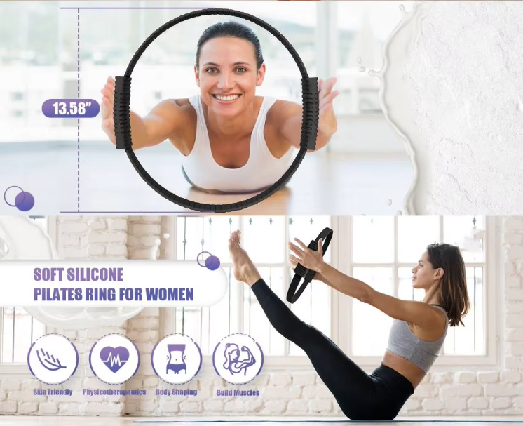 Build & Fitness Anneau de Pilates Cercle Magique de 34 3 cm pour tonifier Les Cuisses Le Tronc et Les Bras u2013 Léger et Noir - Sport