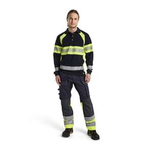 BLAKLADER - 148715128933C62 Multinorm inherent <b>trousers</b> with <b>stretch</b> <b>Navy</b> blue/Yellow FLAME RESISTANT WORKWEAR - Product Image 3