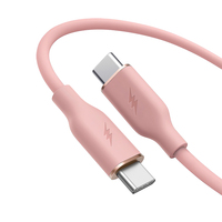 Kabel USB-C ke USB-C PD 60W 3A Pengisian Cepat, Kabel Data TPE Berlapis Kawat Tembaga USB 3.0, Transfer Data 480Mbps, Sinkronisasi Ponsel