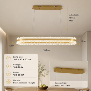 Modern Metal <b>Chandelier</b> Gold Finish Led Dimmable Remote Tricolor Adjustable Height For Dining Room Living Room - Product Image 4