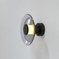 Applique murale ronde de luxe à LED pour couloir, applique murale de plafond, lumière dorée noire moderne en verre pour hôtel, restaurant, maison