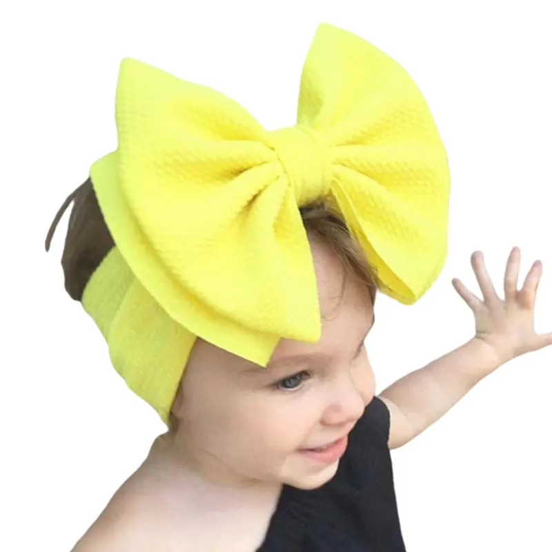 7 "Anak Big Busur Lembut Elastis Waffle Headband Hot-Sale Padat Warna Top Simpul Fashion Kepala Bayi Sorban Gadis Aksesoris