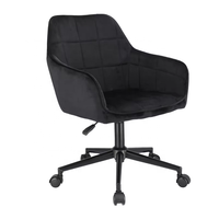 Fauteuil de bureau moderne en velours, pivotant et rembourré, avec vérin à gaz noir, pour bureau à domicile et salon