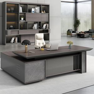 Unique Shape Luxury Boss Office <strong>Desk</strong> Modern Furniture L-Shaped <strong>Table</strong> <strong>Desk</strong> Soft Closing Wire Cord Manager Sockets Boss <strong>Desk</strong> - Product Image 6