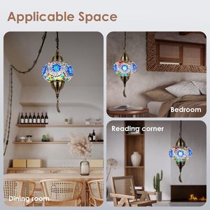 SIMIG squisito stile <span class=keywords><strong>Tiffany</strong></span> Blue1 marocchino luce pendente a sospensione 15 piedi cavo soffitto centrale a mosaico per soggiorno camera da letto - Product Image 3