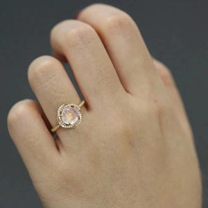 Anillo de oro macizo de 18 quilates para mujer T0141 con diamante natural de corte brillante redondo y centro de perla para compromiso - Product Image 5