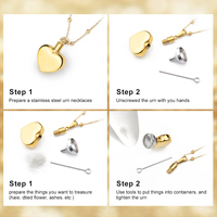 Merryshine vente en gros hommes mémorial souvenir cendres ange or coeur urne collier en acier inoxydable crémation bijoux