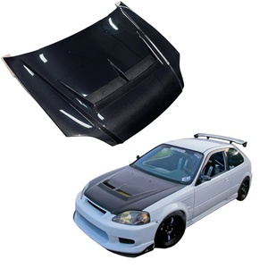 Capot en fibre de carbone de style JS pour <span class=keywords><strong>Honda</strong></span> Civic EK9 1999-<span class=keywords><strong>2000</strong></span>, avec boulons inclus - Product Image 1