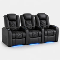 Canapé moderne à trois places en cuir véritable, inclinable électriquement, extensible, avec mémoire de forme, USB, structure en bois, pour home cinéma, zéro gravité