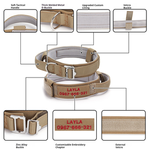 <span class=keywords><strong>Collar</strong></span> de perro de nailon ajustable de lujo con hebilla de metal resistente y patrón sólido de mango para entrenamiento de perros - Product Image 2