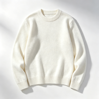 Pull en maille de laine mélangée blanc à col rond, doux et chaud, pour homme, à manches longues, style décontracté et professionnel, idéal pour l'automne, vente en gros, OEM