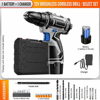 Perceuse sans fil, tournevis électrique rechargeable au lithium-ion, perceuse à main, ensemble d'outils électriques 12V, perçage à deux vitesses