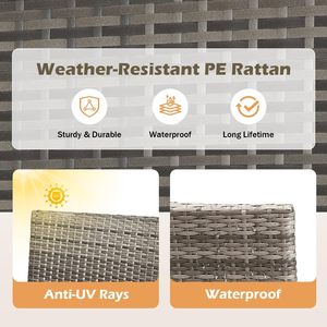 Conjunto de Muebles de Jardín para Patio, Resistente a la Intemperie, Mimbre Marrón, 2 Sillas, Otomana, Mesa de Centro, Ratán - Product Image 3