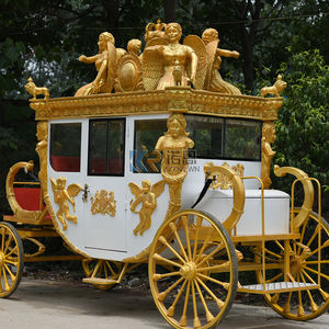 Chariot de luxe électrique sculpté pour chevaux, chariot royal à 4 roues, structure en acier Q235B, idée cadeau pour mariage et Noël - Product Image 6