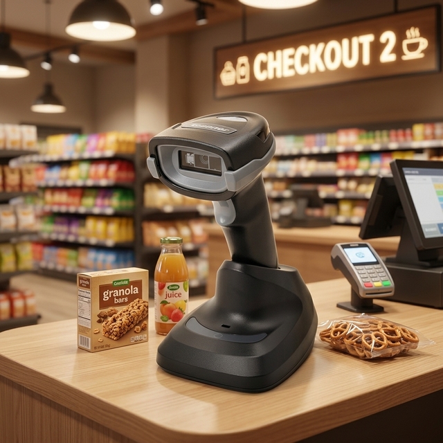USB Bluetooth 2.4G Wireless 2D Barcode Scanner With Charging Base Handheld QR Code Reader for Supermarket Warehouse Inventory