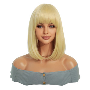 วิกผมสั้นสีบลอนด์สำหรับผู้หญิงผมตรงฮาโลวีน - Product Image 1