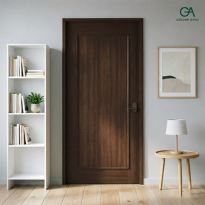 Golden Aero Solid Wood Modern Interior <b>Slab</b> Door Moulded Panel Finished Surface Manual Opening for Bedroom Apartment Villa - Product Image 1