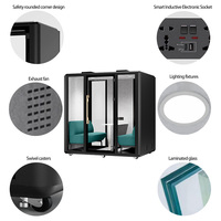 Cabine de réunion insonorisée personnalisée pour 4 personnes, bureau portable, pod silencieux, éclairage LED, ventilateur pour espace de coworking
