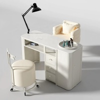 Table de manucure en contreplaqué au design contemporain avec aspirateur de poussière, un seul tiroir et deux tiroirs, pieds en métal argenté, pour chambre et centre commercial