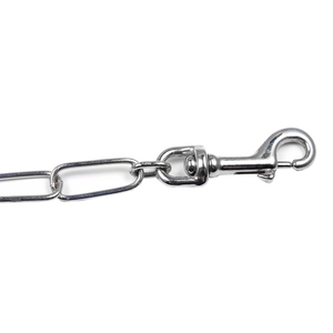 Perro fuerte de acero de Primavera de cadena de enlace chapado en cromo correa de perro con mango de cuero - Product Image 6