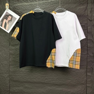2026 Top-Quality Casual Fashion 100% Cotton Plaid Design Bur berry Classic Short-Sleeved T-<b>Shirt</b> For Men - Product Image 1