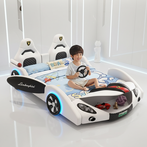 Futuristic <strong>Car</strong> Design Racing Guardrail Kids' <strong>Beds</strong> <strong>Single</strong> Children's <strong>Car</strong> <strong>Bed</strong> Home Furniture Bedroom Furniture for Boy Room LED - Product Image 3
