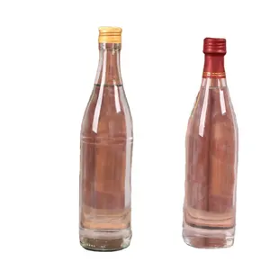 Prezzo di fabbrica 750ml rotonda vuota bottiglia di vetro per vino o aceto quadrato piatto di vetro bottiglia di vino