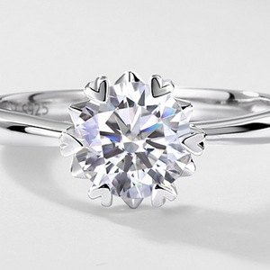 Cincin Pertunangan <span class=keywords><strong>Solitaire</strong></span> 6 Prong Berlian Buatan Laboratorium Warna D VVS1 Perak Sterling S925 - Product Image 4