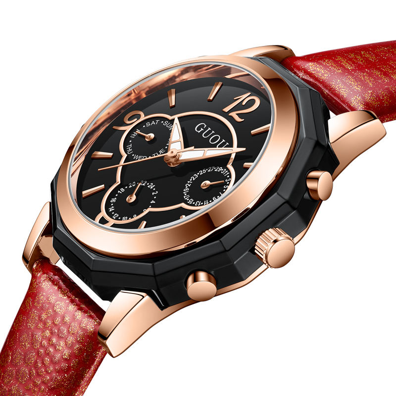 GUOU Women Quartz Watches Elegant Dials Design