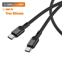 Cable USB Tipo-C de Carga Rápida PD de 60W, 1M, Silicona Genuina, Conductor de Cobre Puro, Cable de Sincronización de Datos, Certificado CE, para Computadora y Cámara