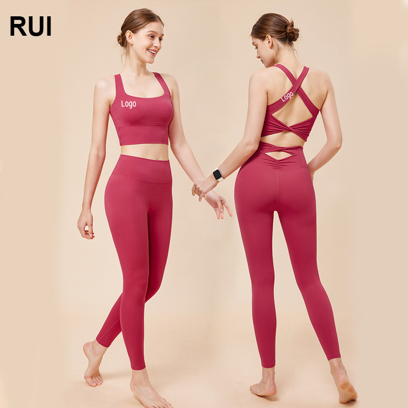 RUIQUWIN Custom Women's Cross Backless Yoga Bra High Stretch Tight Fitness Vest Quick Dry Running Sports Top Gym Activewear OEM