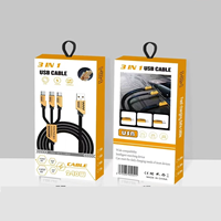 Kabel Ponsel Anyaman Jaring Ikan PC03 120W Pengisian Cepat Grosir 1.2m Tiga dalam Satu untuk Apple Android Type-c Kemasan Kotak