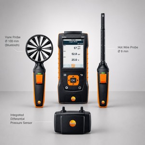 Medidor de Velocidad del Aire Testo 440 con Sonda de Vaneo, Sonda de Hilo Caliente, y Set de Medición de Temperatura y Humedad - Product Image 2