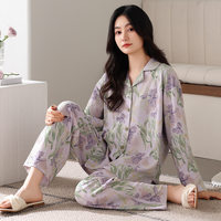 2024 nouveau Design femmes coton pyjama ensemble doux longue chemise de nuit vêtements de nuit, mignon PJ ensembles de fournisseur d'usine pour le printemps automne