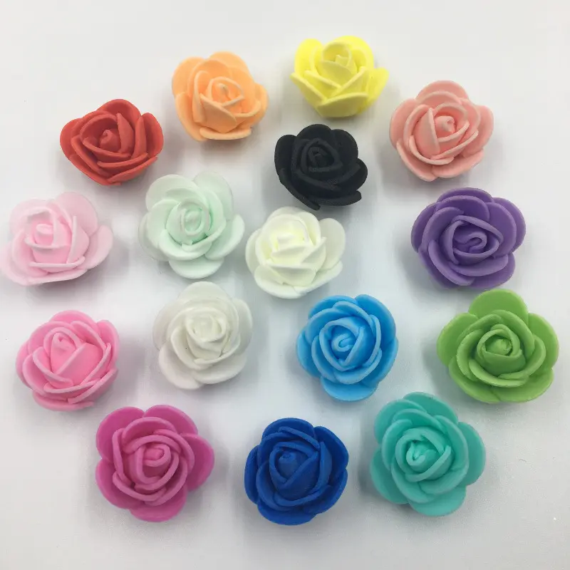 Mini rosas artificiales de espuma, cabezas de rosas de espuma a granel, color blanco, rojo, rosa, gris, azul, verde y negro, L-13, venta al por mayor, 2,5, 3,5 cm