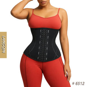 Langqin Women's Jersey <b>Latex</b> Waist Shaping Trainer Breathable <b>Bodysuit</b> Slimming Body Shaper Cincher Hook-and-Eye Closure - Product Image 1