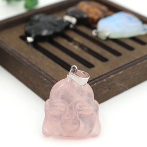 Kalung jimat keberuntungan liontin Buddha ukir Quartz mawar alami untuk pria wanita hadiah perhiasan penyembuhan Spiritual - Product Image 6