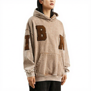 Sudadera con Capucha Estilo Urbano Vintage, de Algodón Grueso y Transpirable, con Estampado 3D, Lavado Ácido, Logotipo Personalizado, Bordado Chenille Desgastado para Hombre - Product Image 2